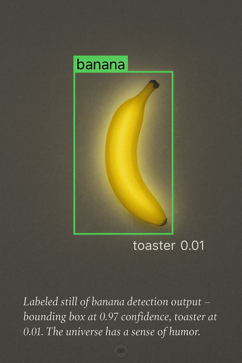 Banana detection output with bounding boxes and confidence scores.